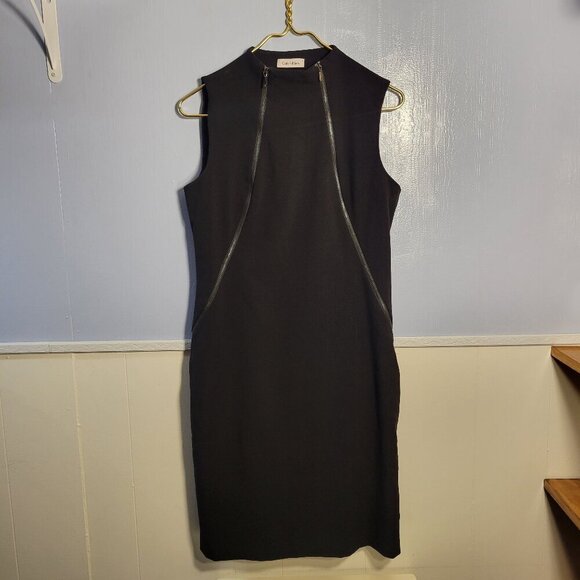 Calvin Klein Medium Classic Black Mid Neck Sleeveless Zippered Timeless Dress - Picture 1 of 8